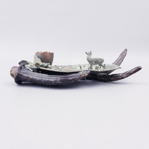 Vintage Copper Inkwell, Metal Inkwell, Outdoor Lovers, Deer Elk Stag Hunter Gift - Picture 3 of 10